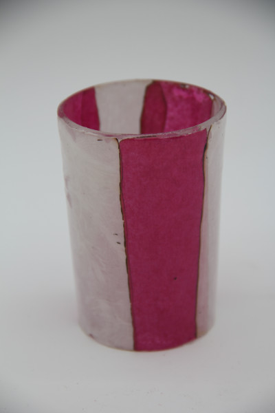 Votiv Glas pink/weiss 6x6x8cm