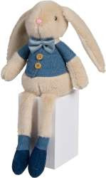 Hase sitzend 12x18cm beige beige/blau
