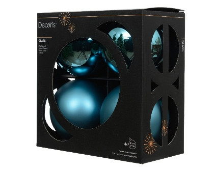 Kugeln Glas folk blue mix 4St. 10cm