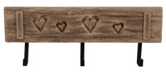 Garderobe Holz natur m.Metallhaken 58x4,5x21,5cm