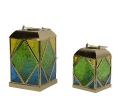 Laterne Glas grün 16x16x26,50cm