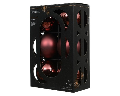 Kugeln Glas maroon mix 6St. 8cm