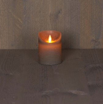 LED Stumpenkerze Rustikal Wachs taupe 10x7.5cm