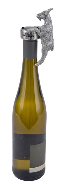 Flaschenring Ziege Poly silber 7x5,5x11,5cm