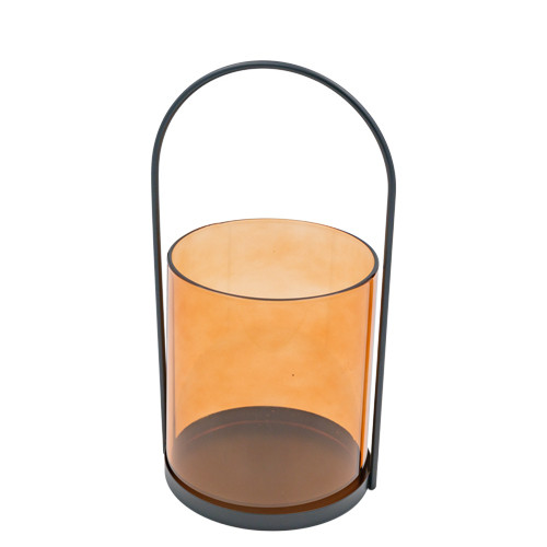 * Laterne Glas mit Ständer Metall amber 27,5x14,4cm