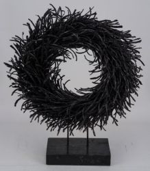 Kranz a. Fuß Äste natur schwarz/Glitzer 38x38x48cm