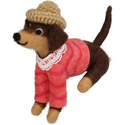 Hänger Hund Filz rosa 14cm