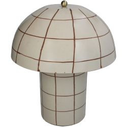 Tisch Lampe Checker Steingut braun 25,5x25,5x28cm