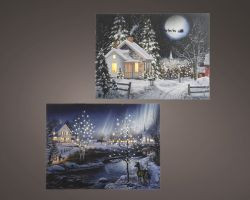LED Leinwand Weihnachtmotiv indoor 2,5x38x28cm 2fach sort.