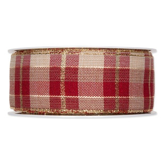 Band Karo 40mmx18m dunkelrot/natur/gold