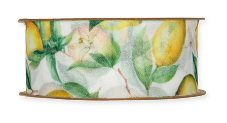 Band Chiffon Zitronen 40mmx15m zitronengelb/grün