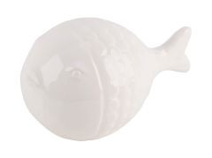 Fisch Steingut weiß outdoor 12,5x7x7,5cm