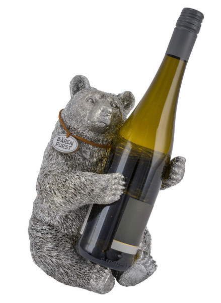 Flaschenhalter Bär Poly silber 18x19,5x25cm