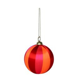 Weihnachtskugel Chinois 8cm, Streifen, orange/rot/ fuchsia D8cm