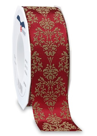 Band BRIXEN mit Draht 20mx40mm Fb.191 rubinrot/taupe