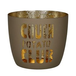 Windlicht Madras M, Motiv: Couch Potato Club Eisen sandstone/gold H8,5cm, D10cm