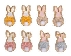 Streuteile Hase Holz Filz bunt m.Klebepunk 2,1x4cmt,8Stück