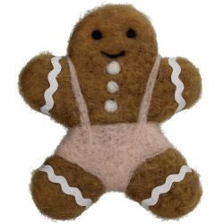 Hänger Lebkuchen Mann Filz braun 11cm