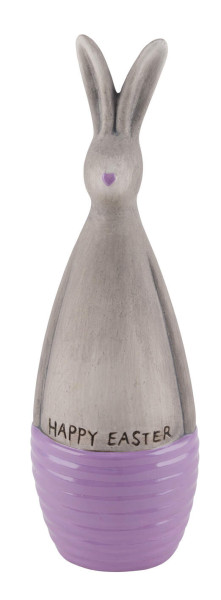 Hase Keramik grau flieder 6,5x6x18,5cm