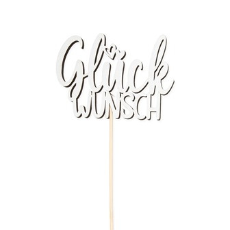 Stecker Holz GlückWUNSCH weiss