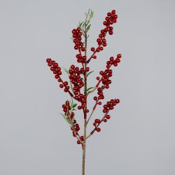 Zweig Beeren mit Blättern, Vollkunststoff rot 50cm