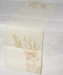 Tischläufer Hirsch Polyester creme/gold beige 150x40x0,2cm