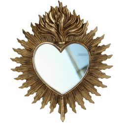 Spiegel Herz Polyresin gold 28x3x33cm