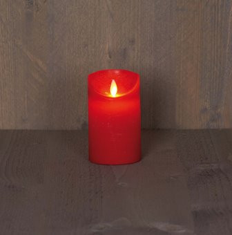 LED Stumpenkerze Rustikal Wachs rot 12.5x7.5cm