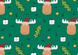 Geschenkpapier 2mx70cm Christmas Elk, dark green