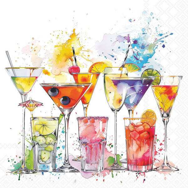 Serviette Splashing drinks 25x25cm