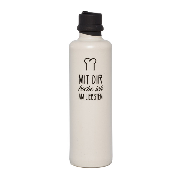 Himbeer Balsamessig "MIT DIR koche ich AM LIEBSTEN" 0,2L Tonflasche topfweiss