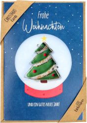 Grußkarte "Schneekugel Tannenbaum" mit Ausstechform 115 x 17cm Hochformat