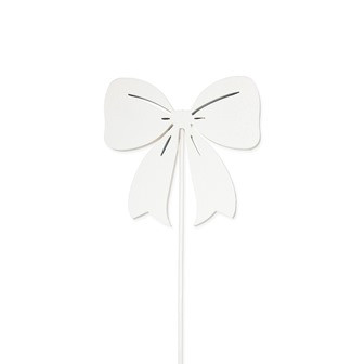 Stecker Holz Schleife weiss