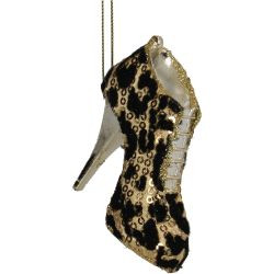 Hänger Polyresin Schuh Leopard gold 8,3cm