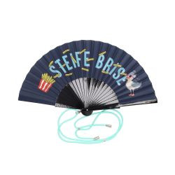 Fächer Holz/Polyester 23cm, Motiv: Steife Brise, schwarz 42x23x3cm