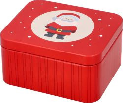 Geschenkbox Happy Santa 12 x 10 cm Höhe 6 cm rot Weißblech