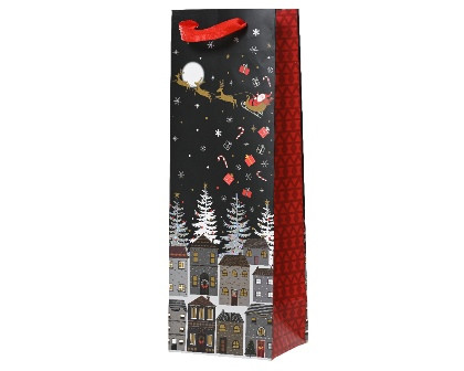 Geschenktasche Papier schwarz 10x12x36cm