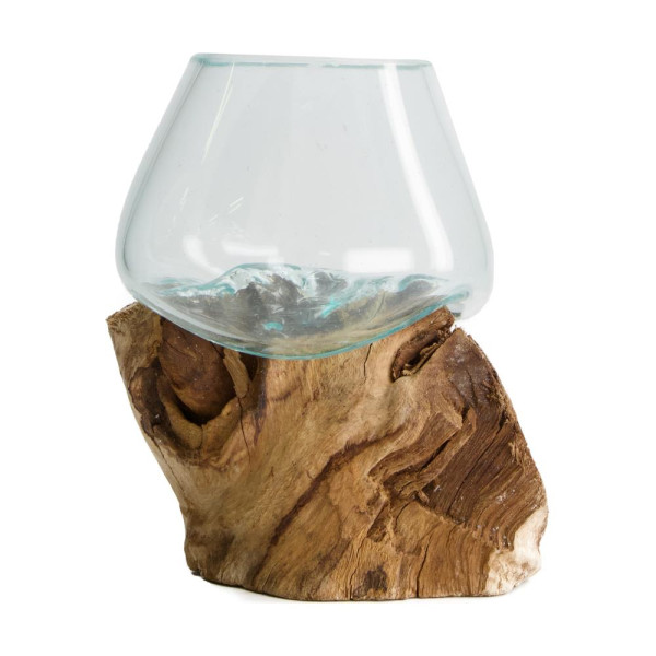 Windlicht Wurzel mit Glas natur 18x13x18cm