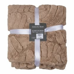 Decke Blätter taupe 140x200cm