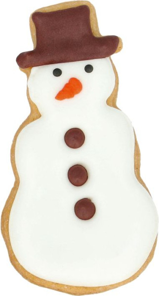 Ausstechform, Schneemann groß 8cm Edelstahl mit Innenprägung PG blau