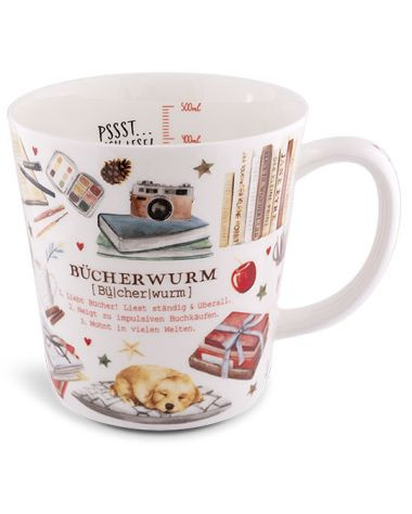 Becher 500 ml Bücherwurm