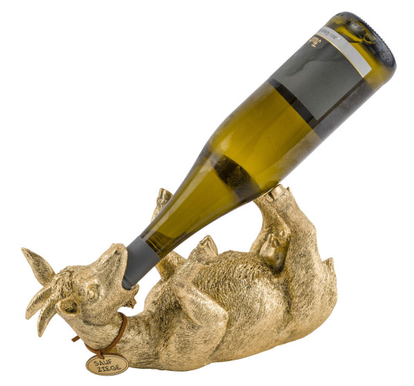 Flaschenhalter Saufziege Poly gold 31x11x17