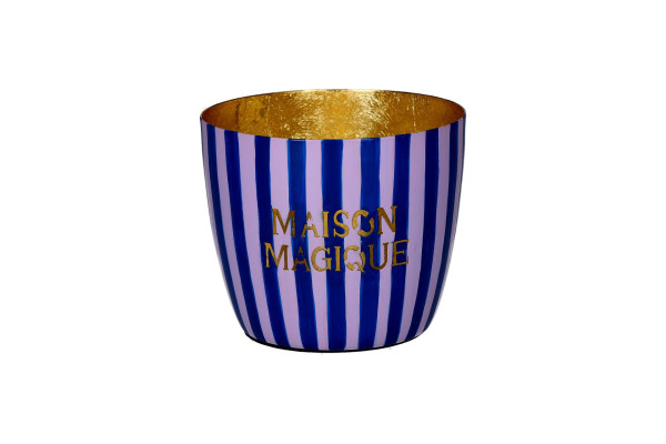 Windlicht Maison Magique, blau/ gold 8,5cm Ø10cm