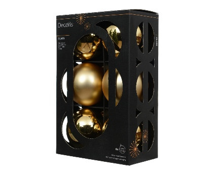 Kugeln Glas hell gold mix 6St. 8cm