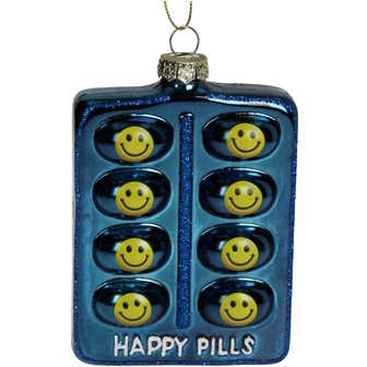 Hänger Happy Pills Glas blau 12,2cm