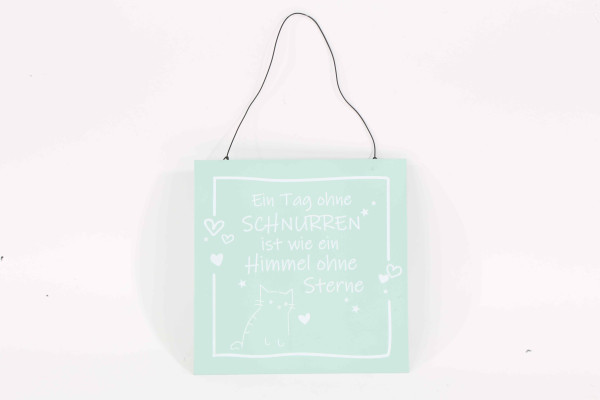 Hänger Schild m.Text Metall mint 12,5x12,5cm