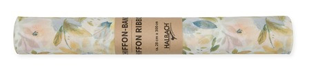 Band Chiffon Aquarell-Blüten 28cmx3m gelb/grün/blau