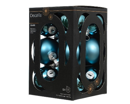 Kugeln Glas folk blue mix 12St. 6cm