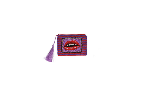 Kosmetiktasche Lippen, rot/lila 0,5x8x12cm