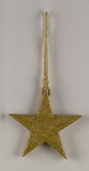 Stern häng. Mangoholz natur/gold, 12x2x12cm